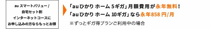 auスマートバリューにお申し込みの方ならもっとお得! 「auひかり ホーム5ギガ」月額費用が永年無料!