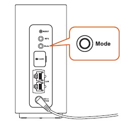 本体背面のMode ボタンを2 秒以上長押しします